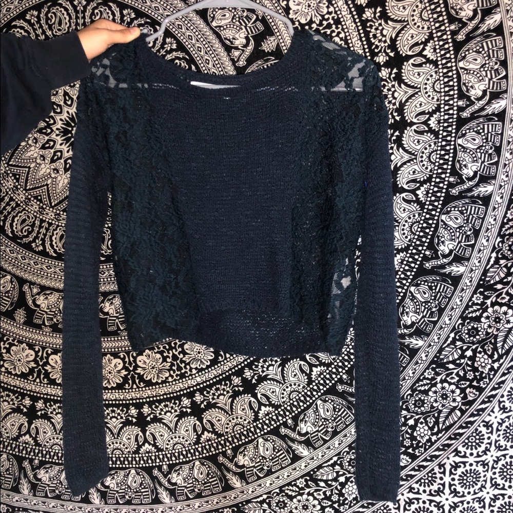 Perfect condition Navy blue lace sweater